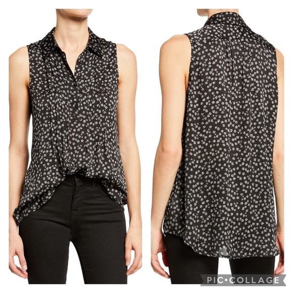 Equipment Tops - EQUIPMENT Carvelle Floral Pleated Blouse Daisy Print Size Small